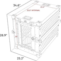 Heavy Duty Fully Collapsible Powder-Coated Aluminum Dog Crate - Medium (Black)