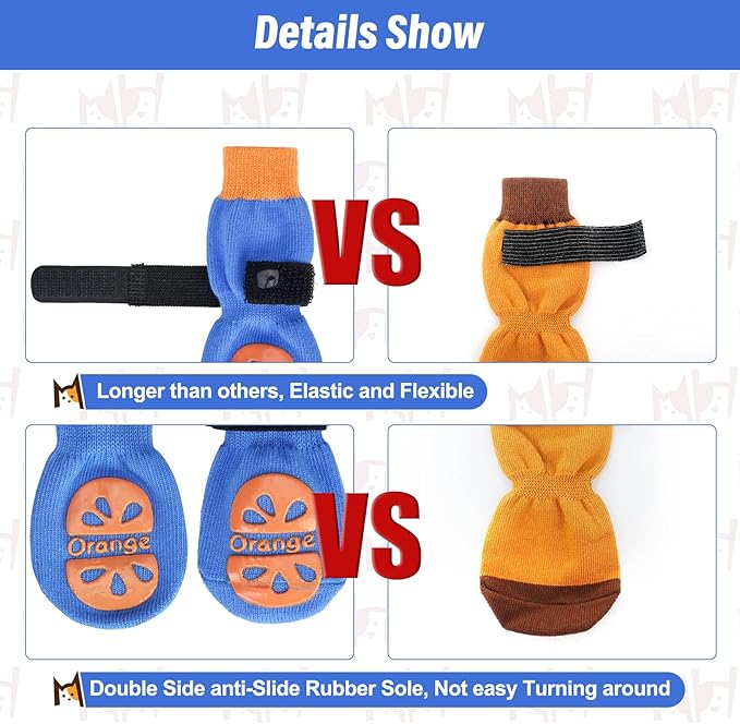 BEAUTYZOO Anti-Slip Dog Socks,Dog Shoes for Hot/Cold Pavement,Paw Protectors with Grips 3 pairs for Puppy Small Medium Large Senior Old Dogs,Dog Socks to Prevent Licking and Hardwood Floor Protection