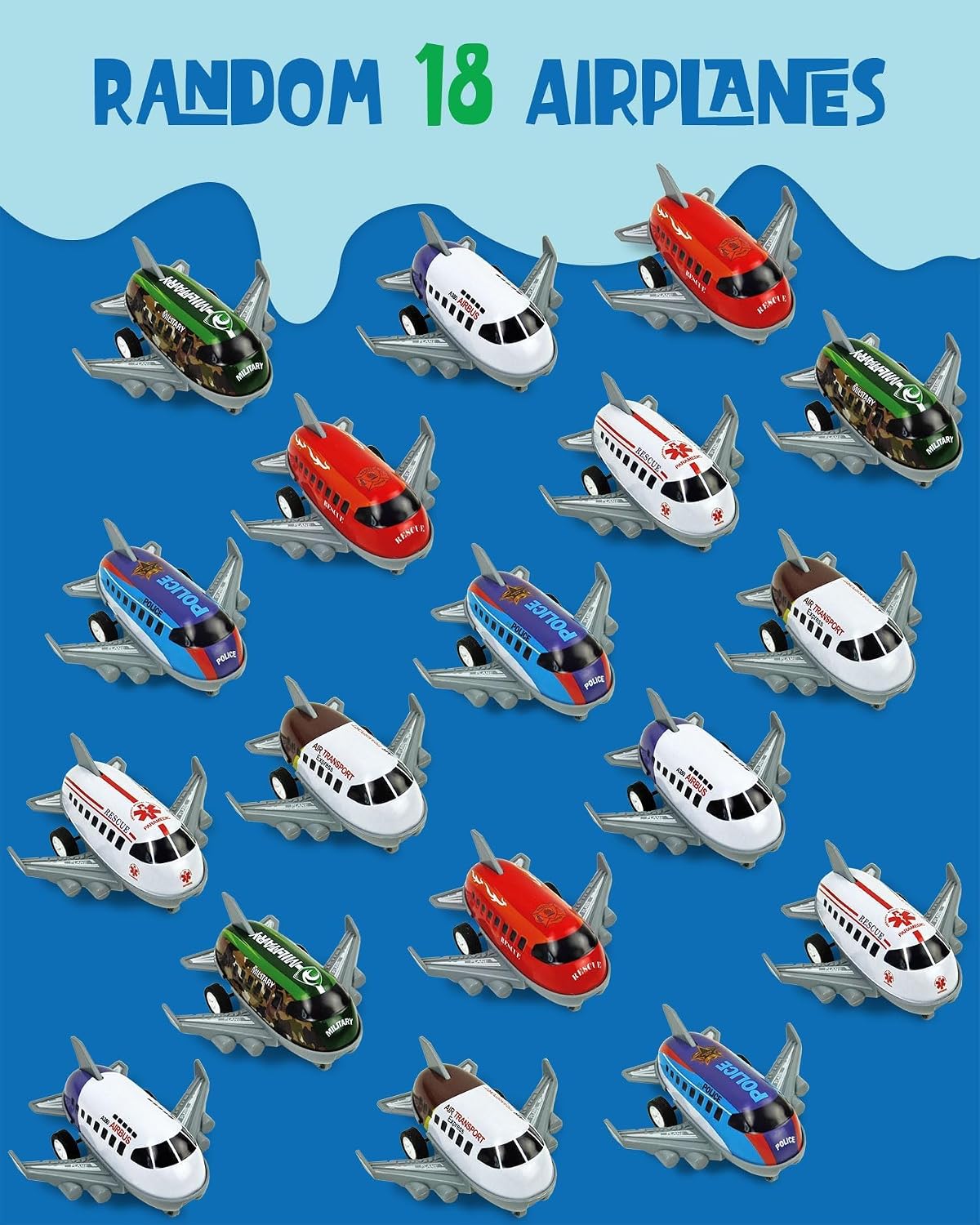 Vileafy 18 pack of mini pull back toy airplanes with metal bodies in mixed colors - view 6