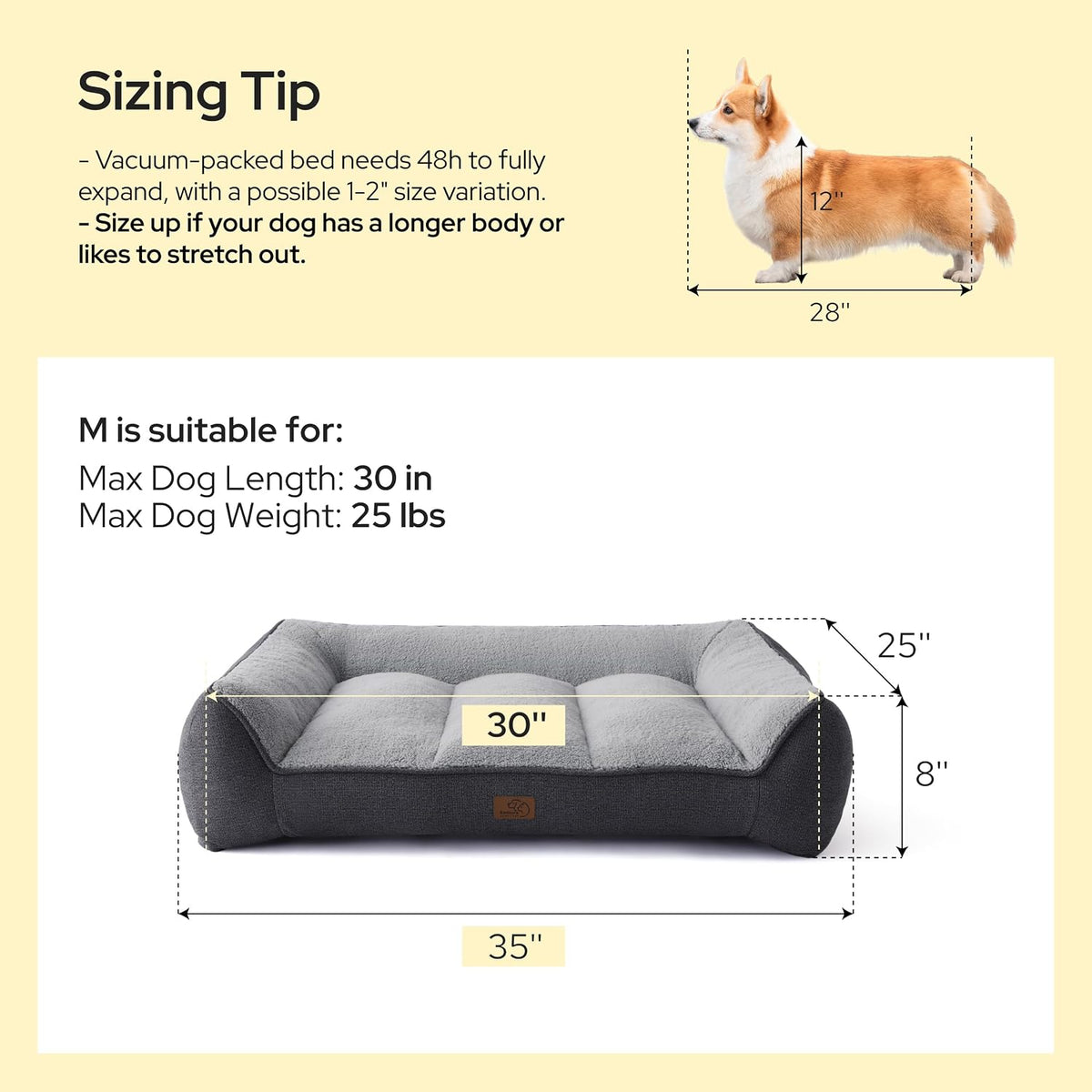 Bedsure SupportMax Extra Thick Orthopedic XL Dog Beds Large Sized Dog – Essentials for Dogs - Cream / 35"l X 25"w X 8"th - image 2