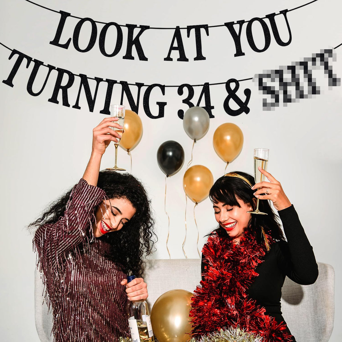 Black Glitter Look at You Turning 25 & Sh*t Banner - 34 - image 3