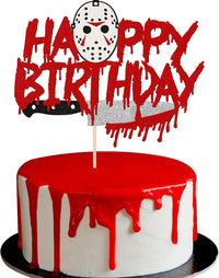 Rsstarxi 24 Have a Killer Birthday glitter horror cupcake toppers - view 5