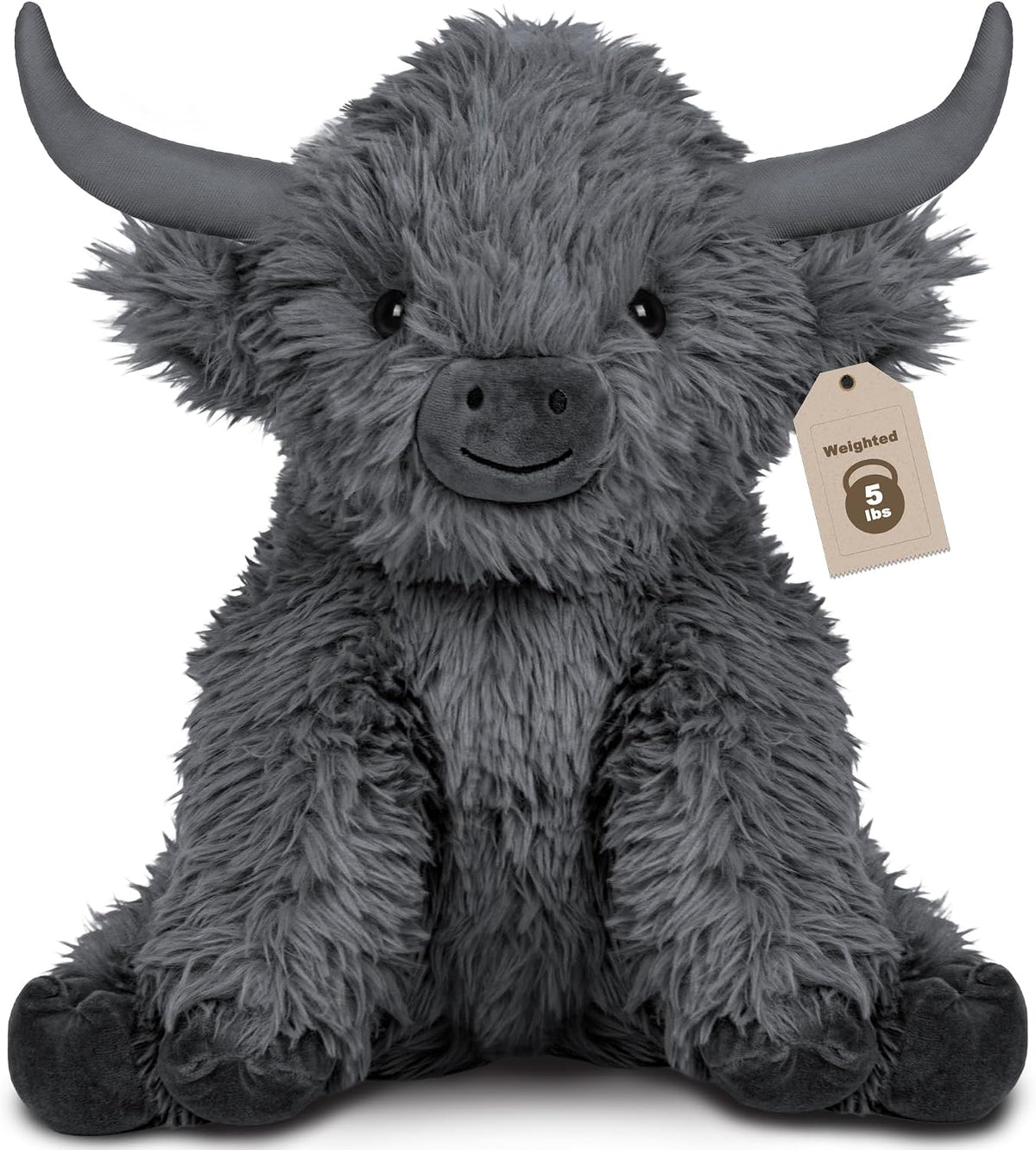 Wepop 5lbs Highland Cow Weighted Stuffed Animals 22in Giant Highland - Highland Cow-greyz