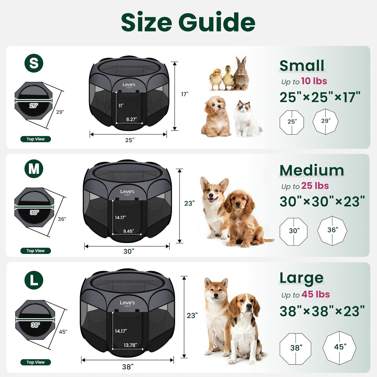 Love's cabin Pet Puppy Dog Playpen - Dark Grey / 25.0"L x 25.0"W x 17.0"H - image 2