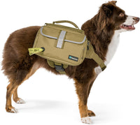 PetAmi Dog Backpack for Medium Large Dogs, Hiking Saddle Bag - Medium / Tan Canvas