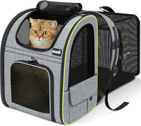 pecute Cat Backpack Expandable - Grey / 12.6"L x 10.2"W x 16.5"H / Mesh Window