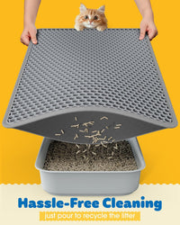 Powools Ultra-Large Cat Litter Mat, 27'' x 19", Double-Layer - 27'' x 19'' - 1 Pack / Grey - image 4