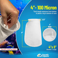 Aquatic Experts Felt Filter Socks - 100 Micron – 4" Ring – 4" x 8" / 8 Pack - image 2
