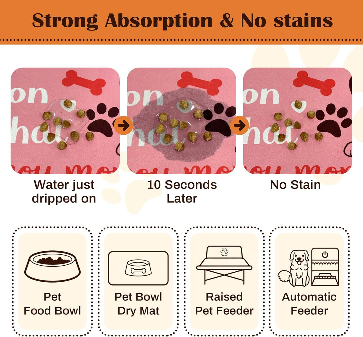 Pet Feeding Mat for Floors Cat Food Mat Waterproof Dog Food Mat - 20"L x 12"W / Pink - image 2