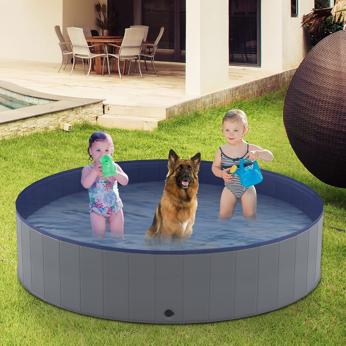 Niubya Foldable Dog Pool, Collapsible Plastic Dog Swimming Pool - 4XL - 80'' x 12'' - image 4