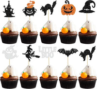 Gyufise Halloween baby shower cupcake toppers with Oh Baby ghost designs on picks - view 6