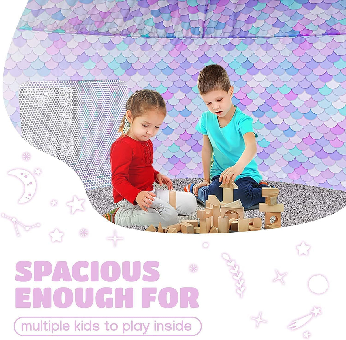 Air Tent for kids Door 77 x 50 in - Mermaid Magic Fort - image 4