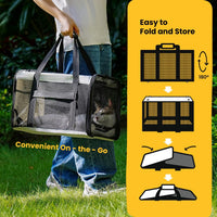 Conlun Cat Carrier Bag, Soft-Sided Pet Carriers for Dogs, M - 17.0"L x 11.0"W x 11.0"H / Grey - image 4