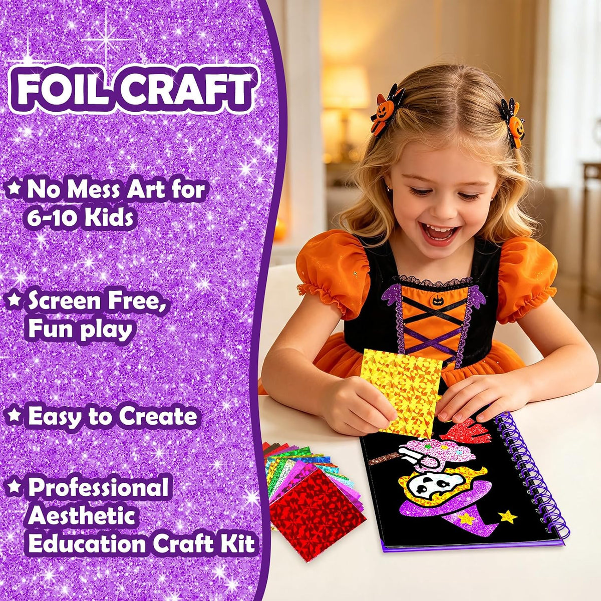 FUNNYB&G Foil Art Craft Kit for Kids - Happy Halloween - image 3