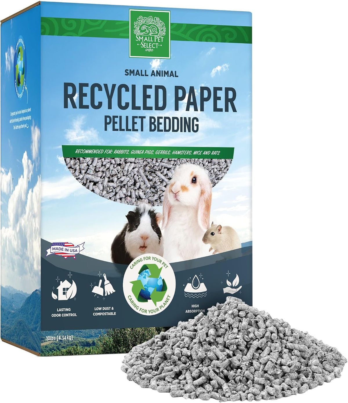 Small Pet Select Recycled Paper Pellet Bedding & Litter, Rabbits - 10 LBS