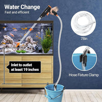132GPH Manual Aquarium Gravel Cleaner, Fish Tank Siphon Vacuum Cleaner with Adjustable Water Flow for Cleaning Dirt, Water Change & Wash Sand Aquarium Cleaning Tools