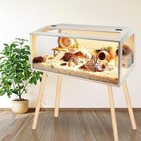 Prolee Hamster Cage Wooden Chew Proof, Extra Large Mice and Rat Habitat Openable Top with Acrylic Sheets Solid Built Small Animal Cage with Leg Stands, 48 Inch Long