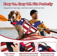 Dogcheer Dog Life Jacket, Cute Shark Dog Life Vest for Swimming Boating with Superior Buoyancy - USA flag / Large - image 4