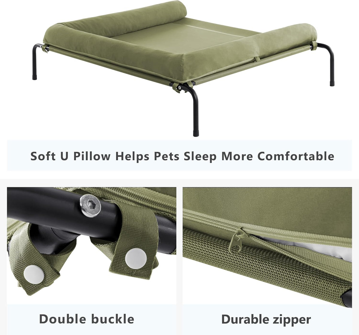 WESTERN HOME Cooling Elevated Dog Bed for Large Dogs - 36.0"L x 26.0"W x 8.0"Th / Green - image 4
