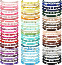 Ecation beaded friendship bracelets bulk set of 96 acrylic bead bracelets with glow letter beads - view 2