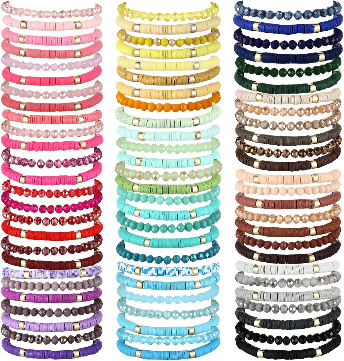Ecation beaded friendship bracelets bulk set of 96 acrylic bead bracelets with glow letter beads - view 2