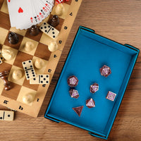 SIQUK magnetic folding dice trays in red and royal blue PU leather with velvet lining - view 16