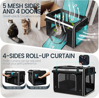 Petskd Extra Large Cat Carrier for 55LBS Pet Car Travel with Litter Box, 24"x17"x17" Soft Large Cats or Medium Dog Carrier with 5 Breathable Mesh Windows and Locking Zippers for Long Distance(Black)
