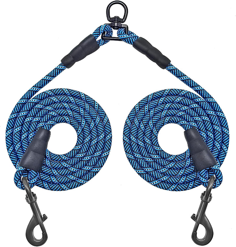 5 FT Double Dog Leash Coupler Extension Rope for Two Dogs Walking – Essentials for Dogs - 3/8"D x 5ft / Blue