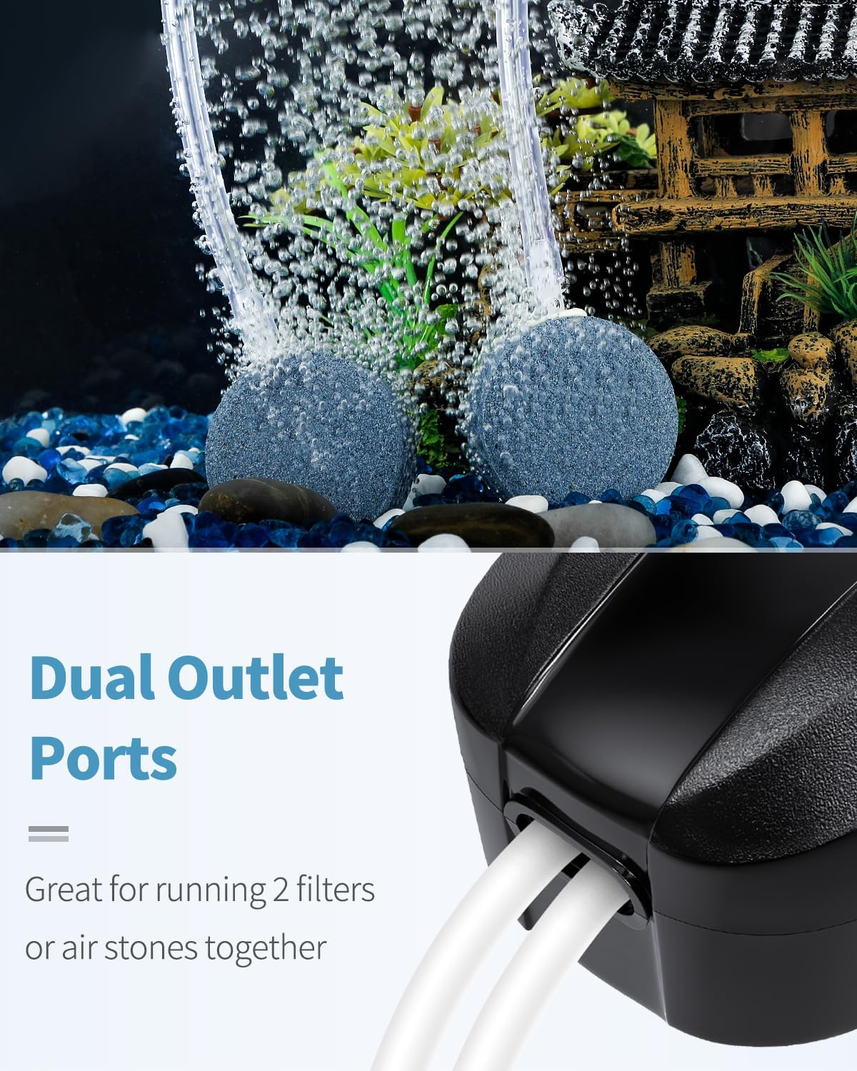 Uniclife Aquarium Air Pump Dual Outlet Fish Tank Aerator - 100 - 200 Gallons - image 4