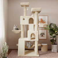 SHA CERLIN 65in Larger Cat Tree Tower Condo for Indoor - Beige - image 2