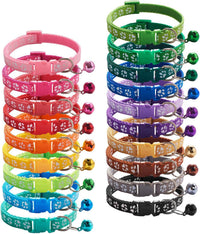 18Pcs Puppy Collars for Litter, Reflective Cat Collar - footprint / Non breakaway