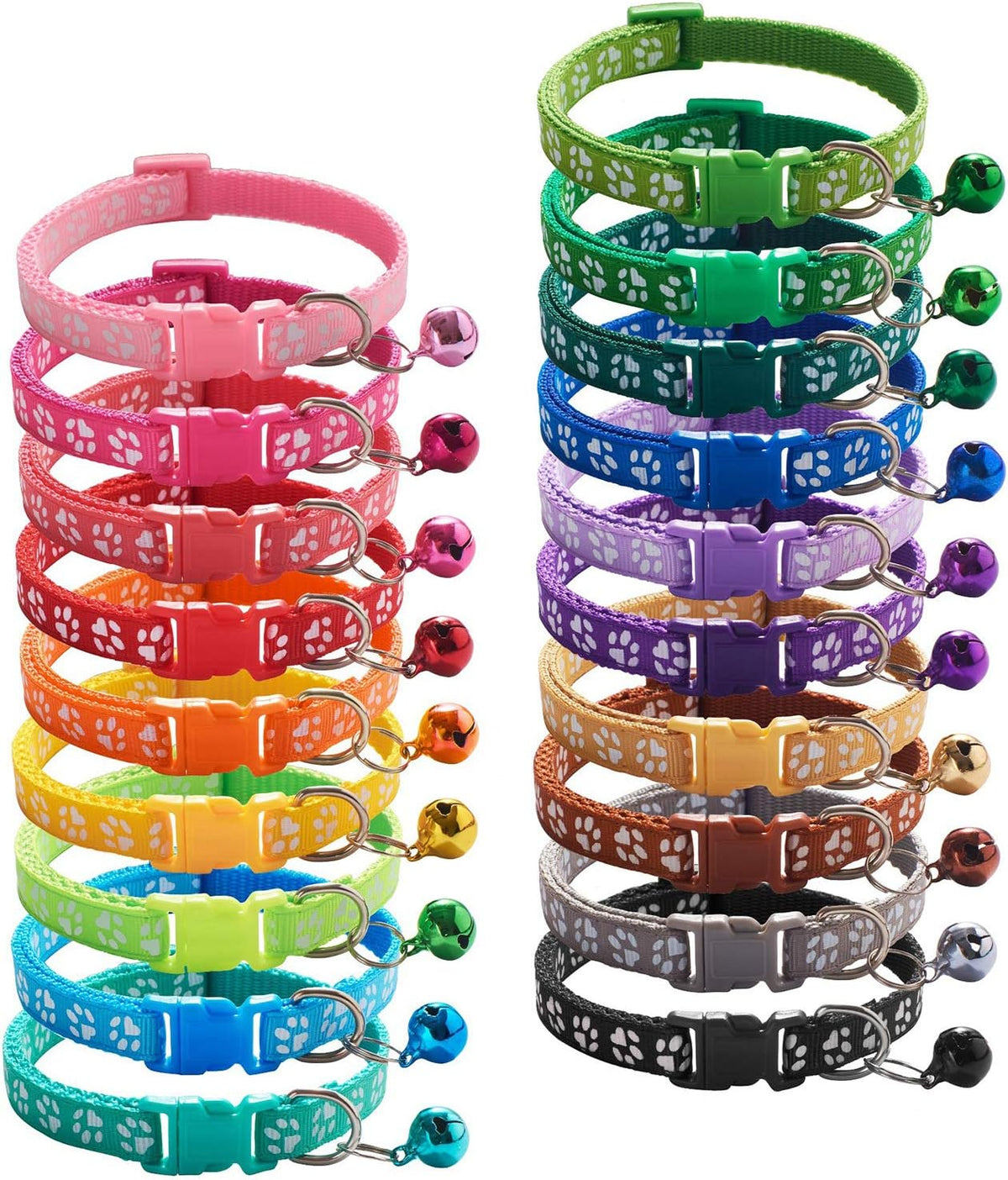 18Pcs Puppy Collars for Litter, Reflective Cat Collar - footprint / Non breakaway