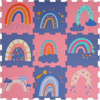 Baby Play Mat, Foam Playmat for Babies, Kids Play Mat - 9 Pieces-rainbow Puzzle Mat-edge Tooth B