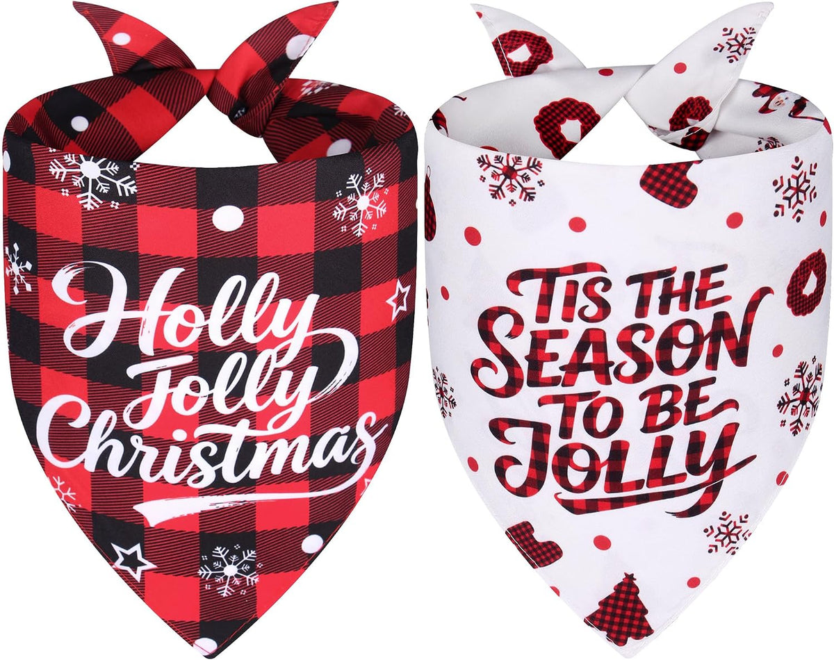 Halloween Dog Bandanas Pink Black XLarge 2PCS - 26-Holly Jolly / X-Large - image 2