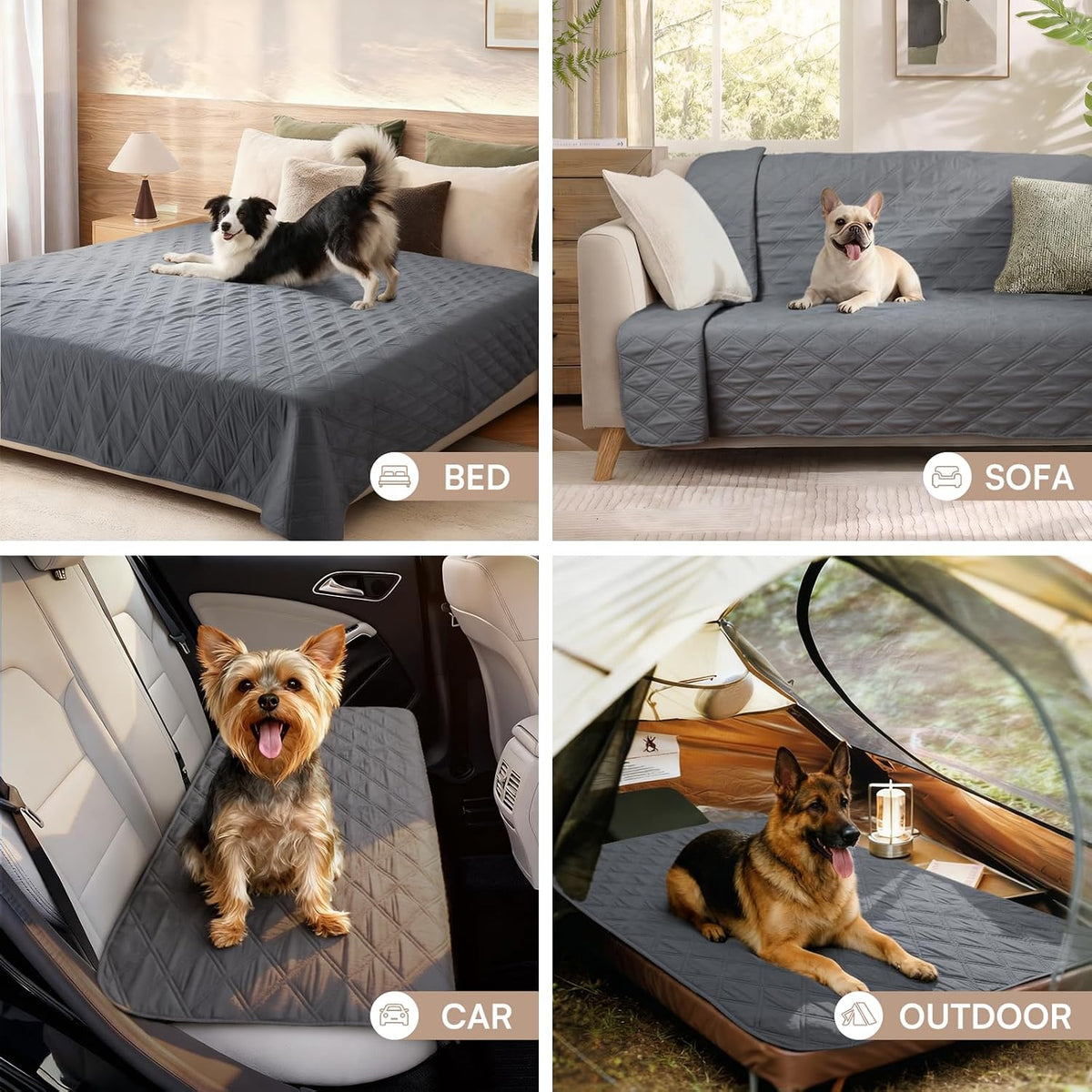 Luciphia Waterproof Couch Cover for Dogs - Grey / 30" x 70" (Pack of 2) - image 4