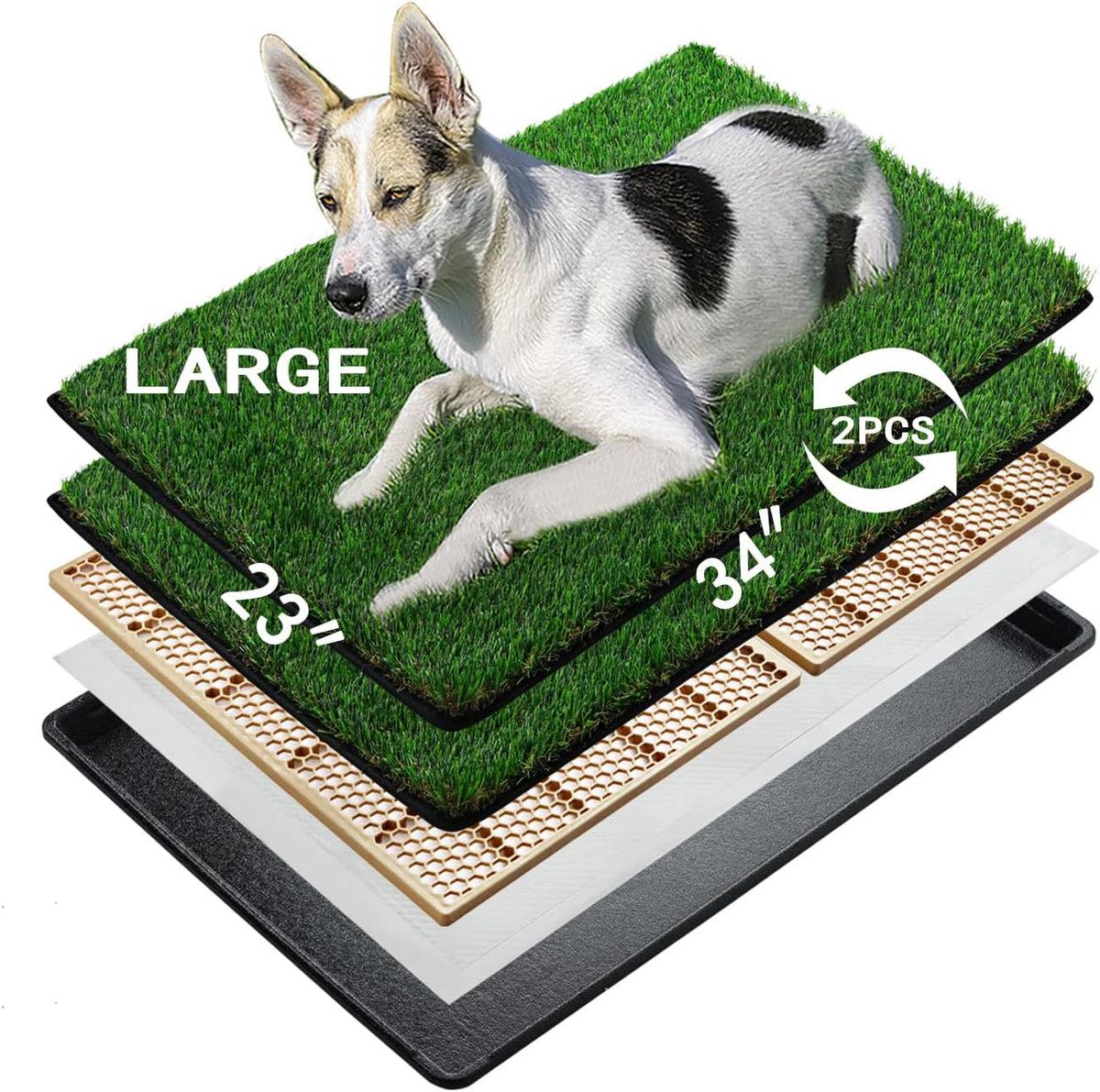 MEEXPAWS Dog Grass Pee Pads for Dogs with Tray - Large - 34 x 23 inch