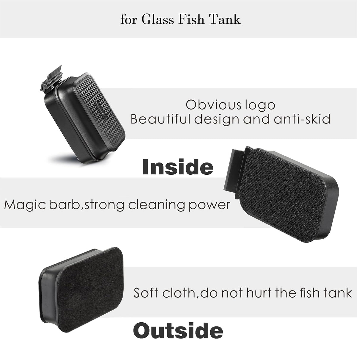 Aquarium Small Magnetic Cleaner for Glass Fish Tank Algae Scraper - M / Black - image 3