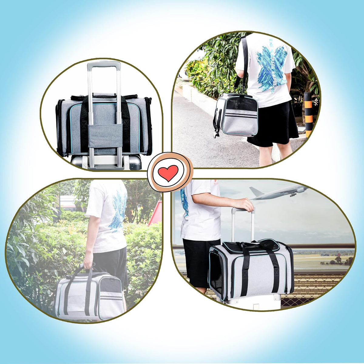 Cat Dog Carrier - Airline Approved Expandable Soft-Sided Pet Carrier with Removable Fleece Pad - 29.8"L x 18.0"W x 11.0"H - image 4