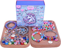AIPRIDY 150 Pieces Charm Bracelet Making Kit - 208 Pieces Pink+Aqua Unicorn - image 2