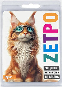 zetpo 100 pcs Cat Nail Caps | Cat Claw Covers | with Adhesives and Applicators (XS, Turquoise, Sky Blue, Purple, Rose, Orange Peel)
