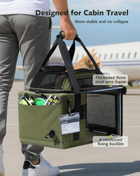 Pecute Expandable Airline Approved Pet Carrier for Cats & Dogs - Dark Green / Top Expandable - image 3