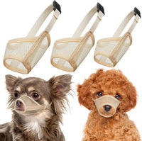 Mesh Dog Muzzle Suits for Small Medium Large Dogs Dog Muzzle Set – Essentials for Dogs - Beige / Small 3 PCS(XXS-S)