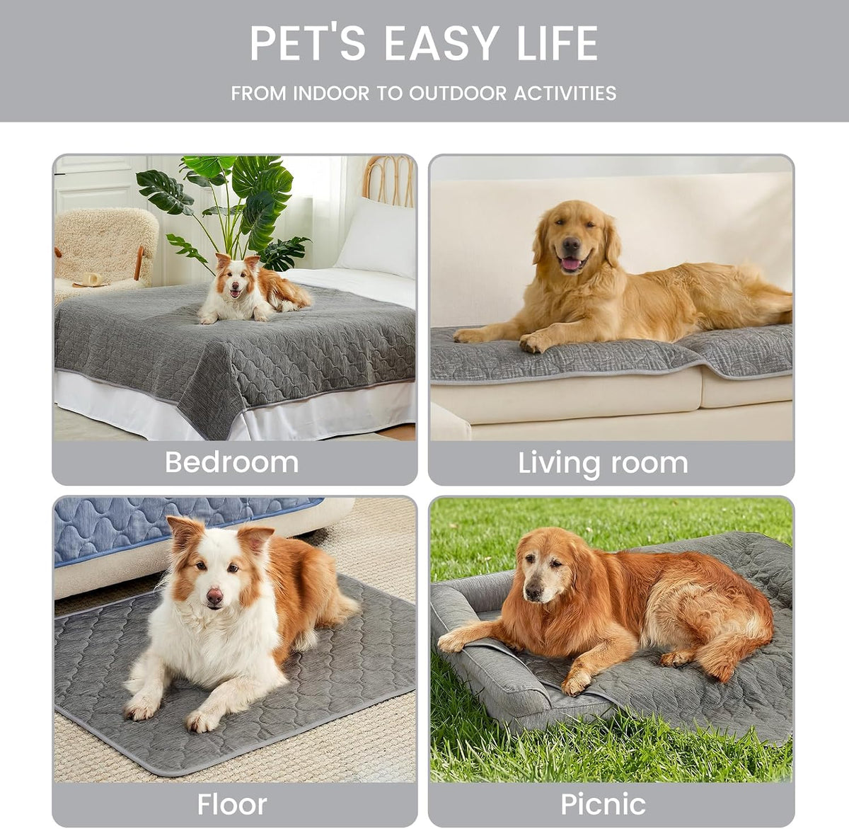 Cozy Bliss Leakproof Cooling Blanket for Large Dogs, Q-Max 0.5 - Heather Charcoal Grey / 25*35 - image 3
