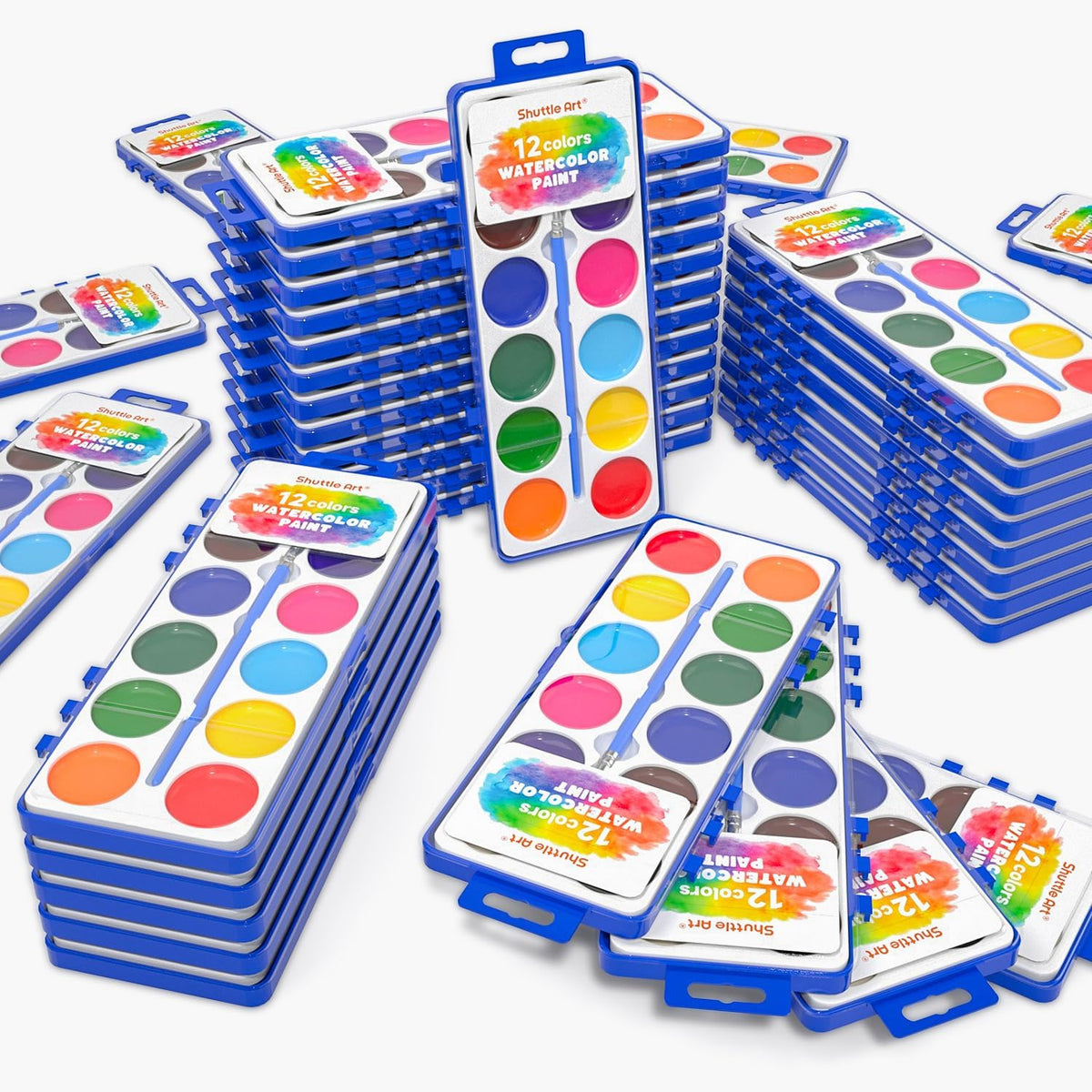 Shuttle Art 30 Pack Watercolor Paint Set Bulk - 12 Colors 60 Pack