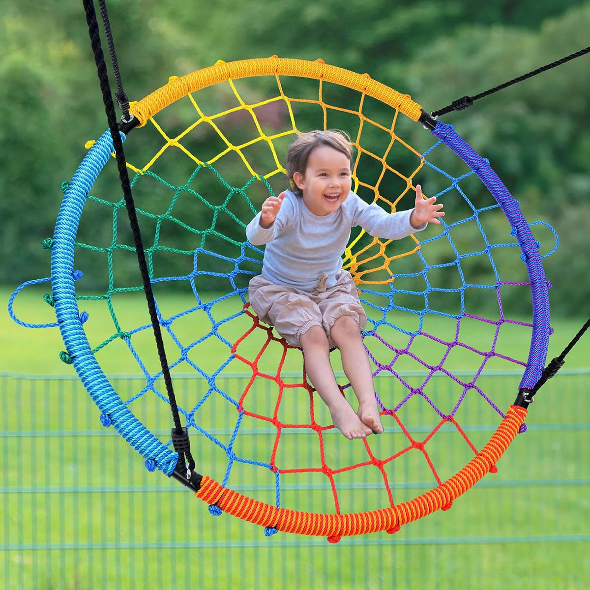 Trekassy 45" Spider Web Saucer Tree Swing with Swivel for Kids - Multicolor / 45 inch - image 2