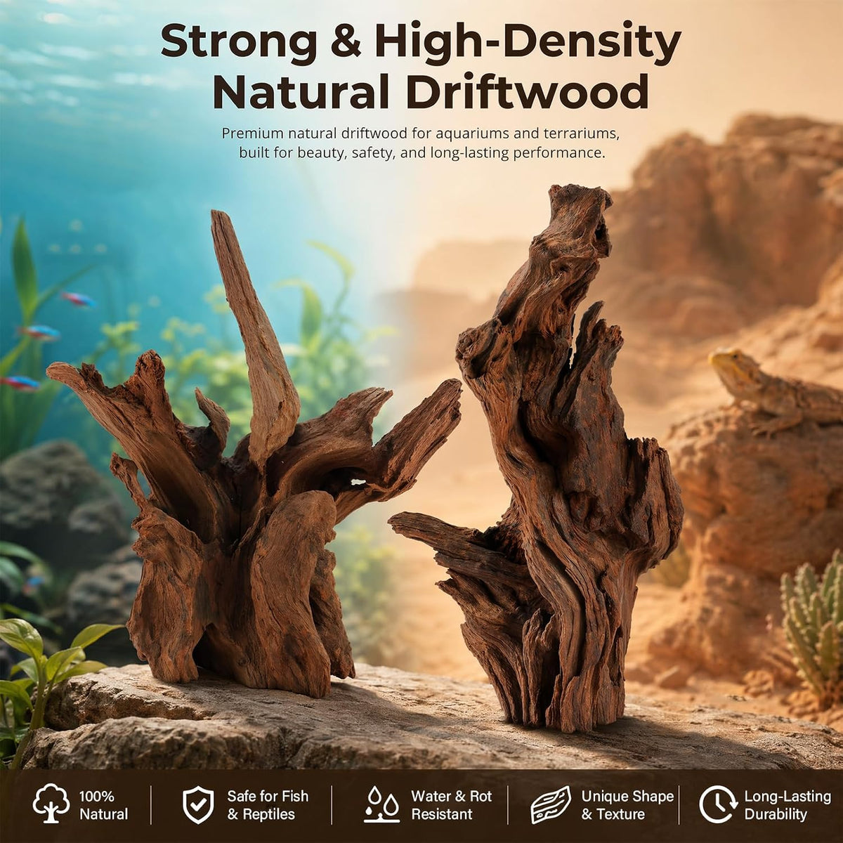 Driftwood for Aquarium, 2 Pieces 14-18 Inches Large Natural Drift Wood Fish Tank Assorted Branch - image 3