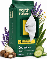 Earth Rated Dog Wipes for Paws & Butt, Deodorizing - Lavender / 100 Grooming Wipes