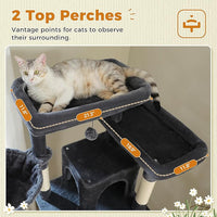 81 Inch Tall Cat Tree for Big Cats & Multi-Cat Homes, Large Heavy Duty Cat Tower with Metal Frame Hammock, 6 Scratching Posts, 2 Condos, 2 Perches, Scratching Pad - Dark Grey