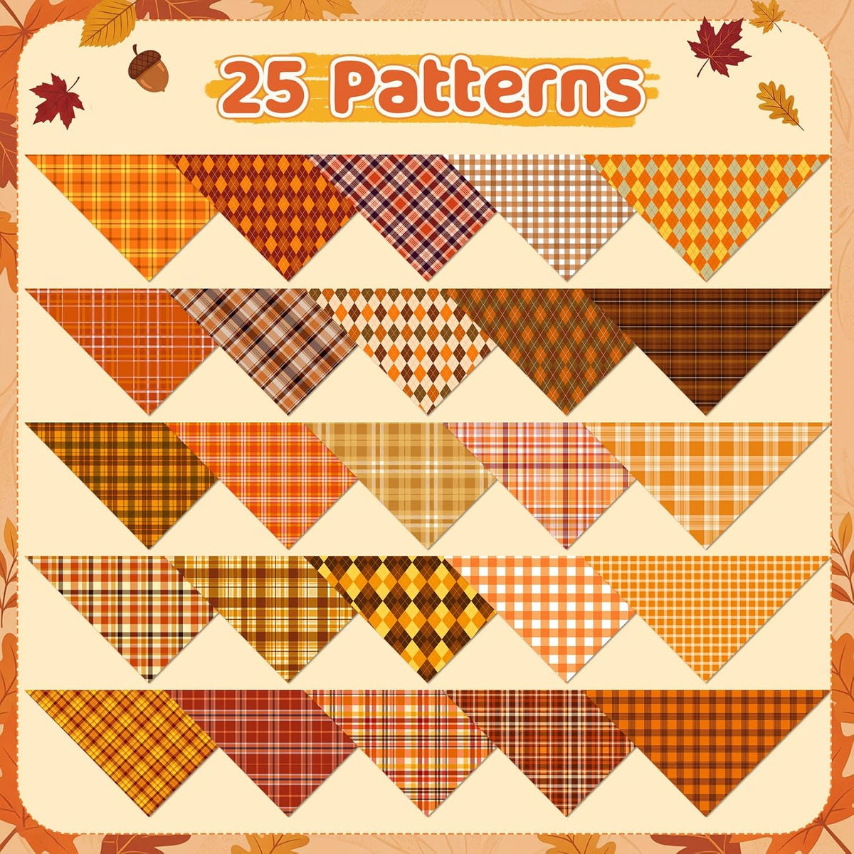 50 Pcs Halloween Dog Bandanas Bulk - 25.6 x 17.7 x 17.7 Inch / Fall Plaid / 200 - image 2