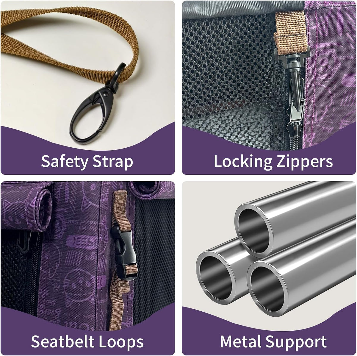 Extra Large Cat Carrier Soft Sided - Purple / with curtain - image 4